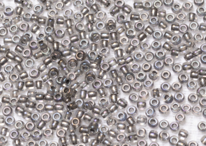 Бисер Япония круглый 11/0 10г 0266 хрусталь/серый золотое сияние, окрашенный изнутри